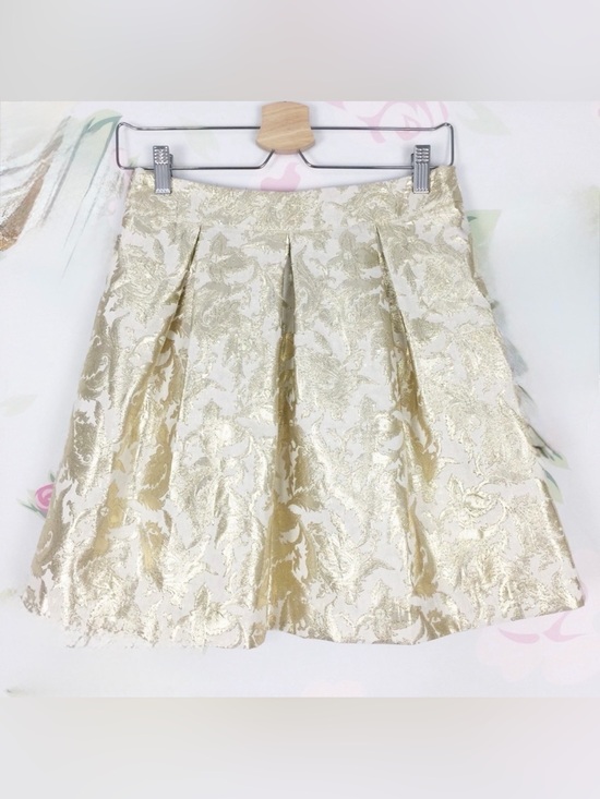 Pim + Larkin Dresses & Skirts - Gold Brocade Pleated Women's Skirt